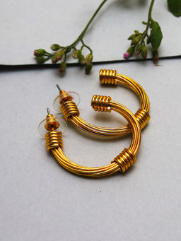 VIRAASI - Golad Plated Drop Hoop Earrings