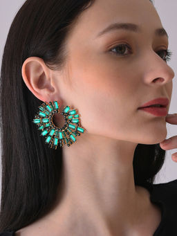 Sohi - Green Contemporary Studs Earrings