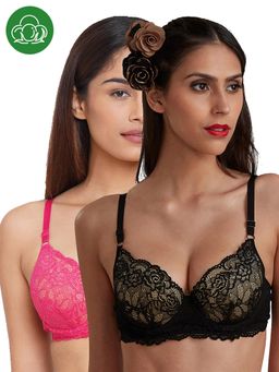 Inner Sense - Organic Cotton Padded Underwired Lace Bras -Multi-Color