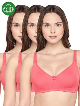 Inner Sense - Organic Cotton Antimicrobial Seamless Side Support Bras (Pack Of 3)-Pink