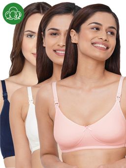 Inner Sense - Organic Cotton Antimicrobial Soft feeding Bra (Pack of 3)