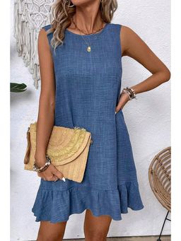 PARTIQ - Ashleigh Blue Knot Back Ruffle Hem Sleeveless Mini Dress