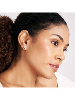 Friendly Diamonds - Lab Grown Diamond Heart Solitaire Stud Earrings 0.50 Ct Three Prong 14KT White Gold