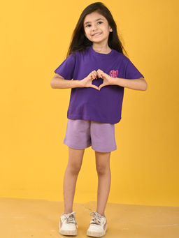 ANTHRILO - Summer Time Purple Girls T-Shirt & Shorts (Set of 2)