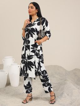 Libas - White Printed Crepe Co-Ords for Women