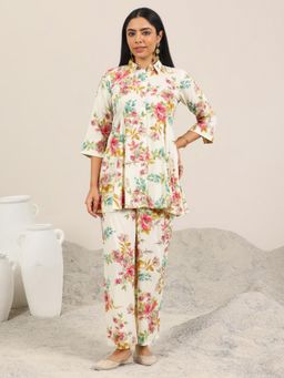 Libas - Off White Printed Rayon Co-Ords for Women