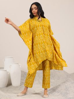 Libas - Mustard Printed Silk Blend Co-Ords for Women