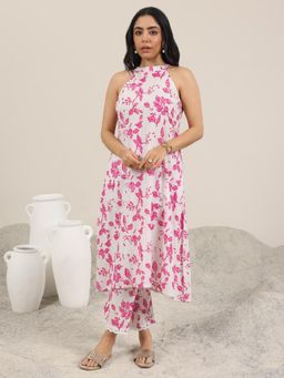 Libas - Off White Printed Pure Cotton A-Line Kurta Set for Women
