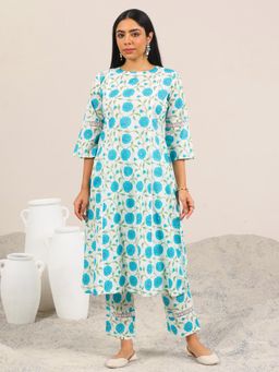 Libas - Off White Printed Pure Cotton Straight Kurta Set for Women