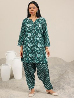Libas - Green Printed Pure Cotton Straight Kurta Set for Women