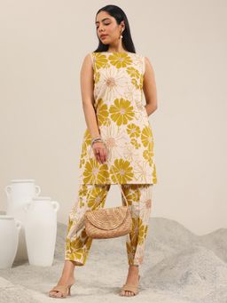 Libas - Off White Printed Cotton Blend Co-Ords for Women