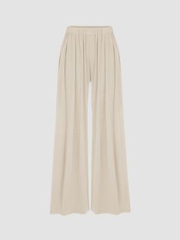 Cider - Solid Elastic Waist Wide Leg Pants
