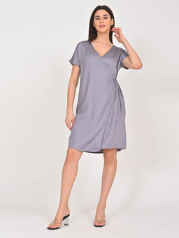 Saltpetre - Women Modal Grey Straight Fit Mini Dress