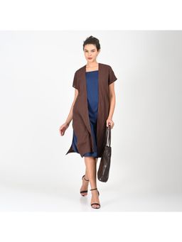 Saltpetre - Blue Women Solid Overlay with Square Neck Dress (Set of 2)