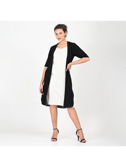 Saltpetre - Women Solid Black Piping Overlay with Dress (Set of 2)