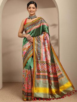 Libas - Multi Ethnic Motif Printed Saree With Unstitched Blouse