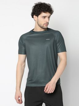 R&B - Olive Solid Sports Men T-Shirt