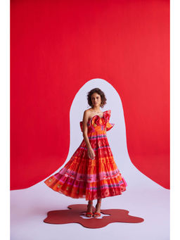 Zip by Payal & Zinal - Hearts Unlocked Tangerine Twist Dress