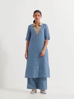The Indian Cause - Blue Collared Co-Ord (Set of 2)