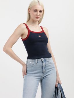 Tommy Hilfiger - Navy Blue Slim Fit Cotton Shoulder Strap Cami Top