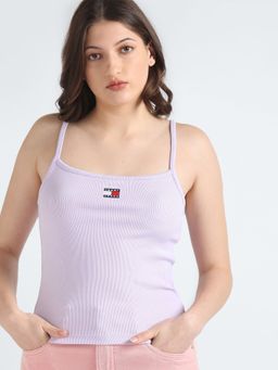 Tommy Hilfiger - Lavender Slim Fit Cotton Spaghetti-Straps Neck Cami Top