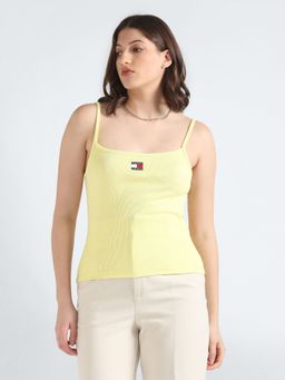 Tommy Hilfiger - Green Slim Fit Cotton Spaghetti-Straps Neck Cami Top