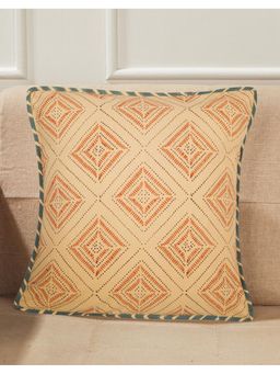 Fabindia - Orange Cotton Hand Block Printed Jaisalmer Cushion Cover