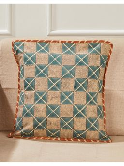 Fabindia - Teal Cotton Hand Block Printed Jaisalmer Cushion Cover