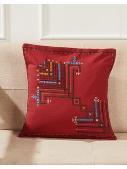 Fabindia - Red Cotton Desert Embroidery Soof Cushion Cover