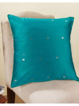 Fabindia - Teal Deeva Cotton Silk Blend Chanderi Cushion Cover