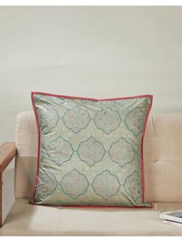Fabindia - Green Viscose Blend Embroidered Haveli Cushion Cover