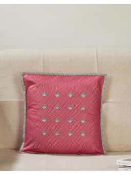 Fabindia - Pink Viscose Blend Embroidered Haveli Cushion Cover