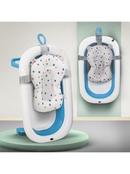 BAYBEE - Blue Bath Tub for Baby Foldable Bathtub with Seat for Kids
