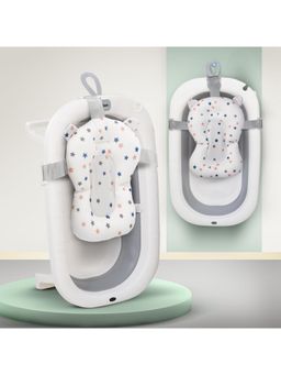 BAYBEE - Grey Bath Tub for Baby Foldable Bathtub with Seat for Kids