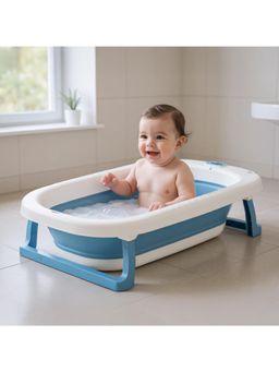 BAYBEE - Blue Jolly Kids Bath Tub for Baby Foldable Baby Bathtub