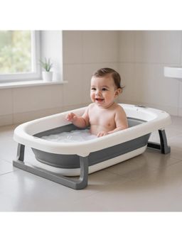 BAYBEE - Grey Jolly Kids Bath Tub for Baby Foldable Baby Bathtub