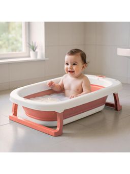 BAYBEE - Pink Jolly Kids Bath Tub for Baby Foldable Baby Bathtub