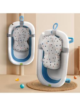 BAYBEE - Blue Bath Tub for Baby Foldable Bathtub with Seat for Kids