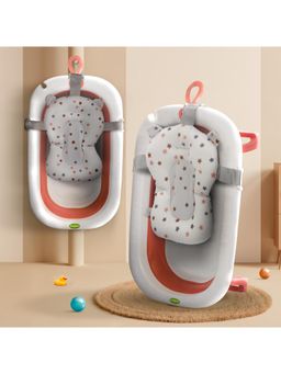 BAYBEE - Pink Bath Tub for Baby Foldable Bathtub with Seat for Kids