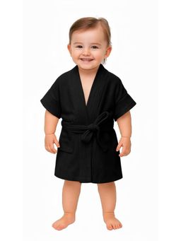 Creeva - Melodious Baby Bathrobe with Front Pocket - Black