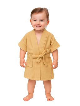 Creeva - Melodious Baby Bathrobe with Front Pocket - Beige