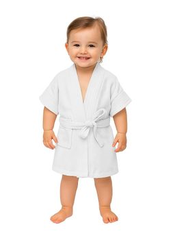 Creeva - Melodious Baby Bathrobe with Front Pocket - White