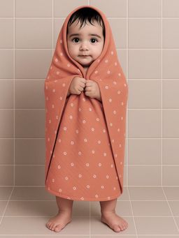 Nuego - Infants Unisex Flower Print Pure Organic Cotton Muslin Bath Towel