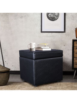 HomeTown - Jose Leatherette Ottoman in Black