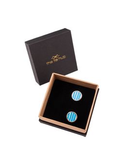 The Tie Hub - Blue Lined Mother of Pearl Button Pins (Pack of 2)