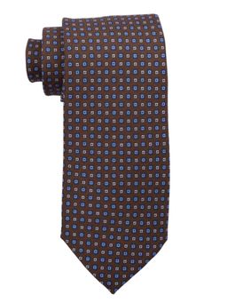 The Tie Hub - Blue Min Square Green 7 Fold Como Silk Neck Tie