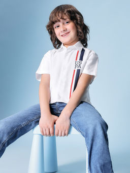 U.S. POLO ASSN. - Boys White Stripes Shirt