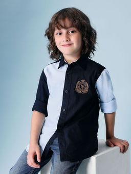 U.S. POLO ASSN. - Boys Navy Blue Colorblock Shirt