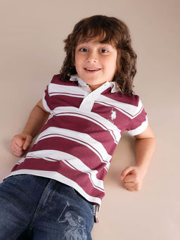 U.S. POLO ASSN. - Boys Red Stripes Polo T-Shirt