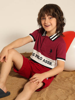 U.S. POLO ASSN. - Boys Red Colorblock Polo T-Shirt